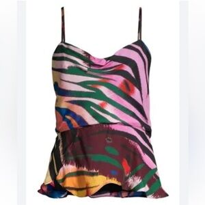 Parker Womens Cecile Peplum Tank, multi zebra stripe, size M​​